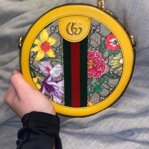 Gucci Ophidia flora round yellow bag